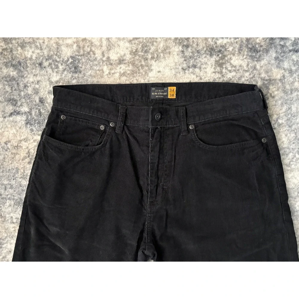 J Crew Corduroy Pants Mens 34x30‎ Black Slim Straight Preppy Casual